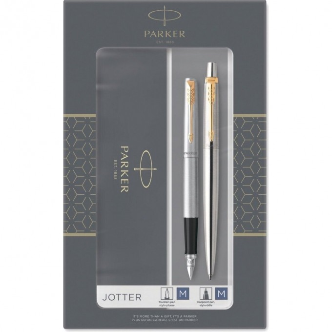 Подарочный набор PARKER: JOTTER CORE STAINLESS STEEL GT - ручки перьевая и шариковая 2093257 Подарочный набор PARKER: JOTTER CORE STAINLESS STEEL GT - ручки перьевая и шариковая 2093257